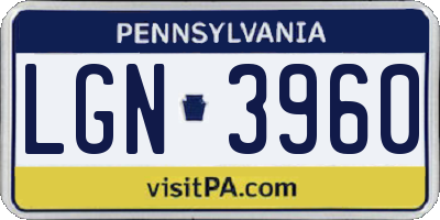 PA license plate LGN3960