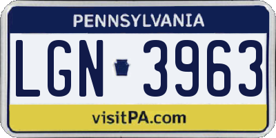 PA license plate LGN3963