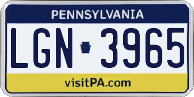 PA license plate LGN3965