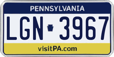 PA license plate LGN3967