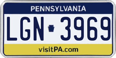 PA license plate LGN3969
