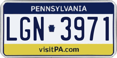 PA license plate LGN3971
