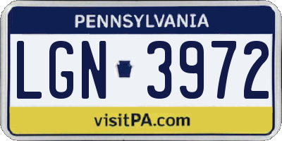 PA license plate LGN3972