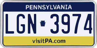 PA license plate LGN3974