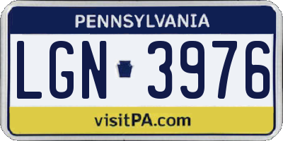 PA license plate LGN3976