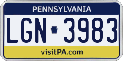 PA license plate LGN3983