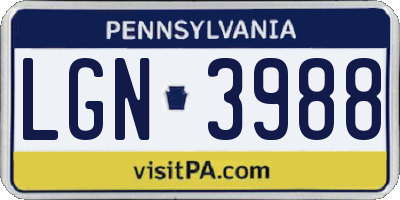 PA license plate LGN3988
