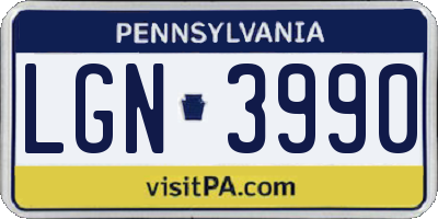 PA license plate LGN3990