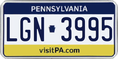 PA license plate LGN3995