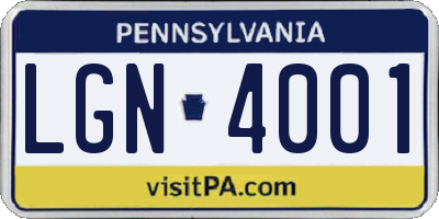 PA license plate LGN4001
