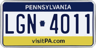 PA license plate LGN4011