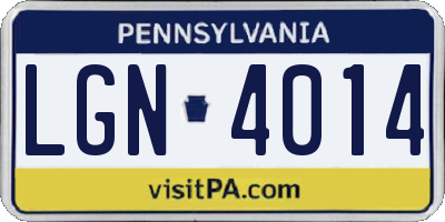 PA license plate LGN4014