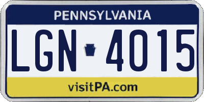PA license plate LGN4015