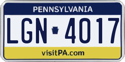 PA license plate LGN4017