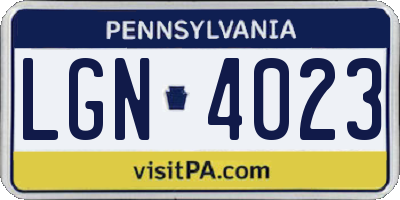 PA license plate LGN4023