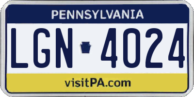 PA license plate LGN4024