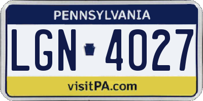 PA license plate LGN4027
