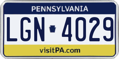 PA license plate LGN4029