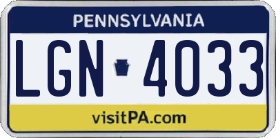 PA license plate LGN4033