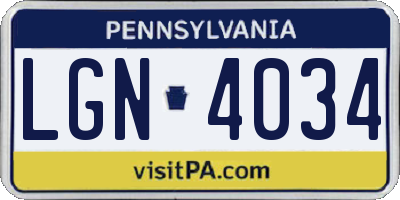PA license plate LGN4034