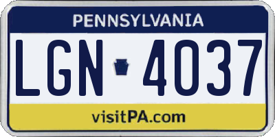 PA license plate LGN4037