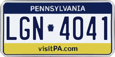 PA license plate LGN4041