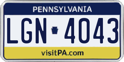 PA license plate LGN4043