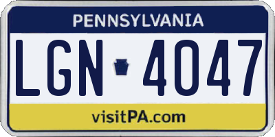 PA license plate LGN4047