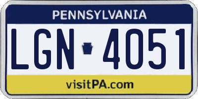 PA license plate LGN4051