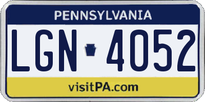 PA license plate LGN4052