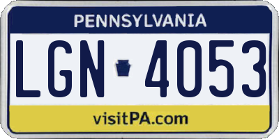 PA license plate LGN4053