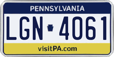 PA license plate LGN4061