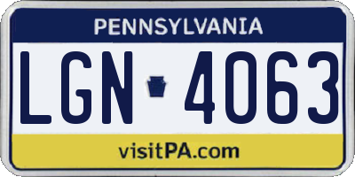 PA license plate LGN4063