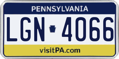 PA license plate LGN4066