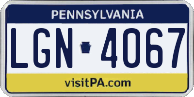 PA license plate LGN4067
