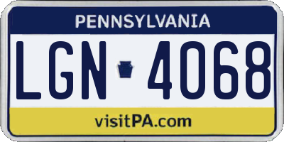 PA license plate LGN4068