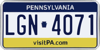 PA license plate LGN4071