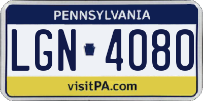 PA license plate LGN4080