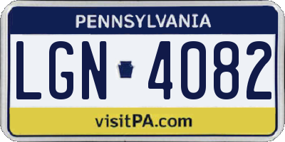 PA license plate LGN4082