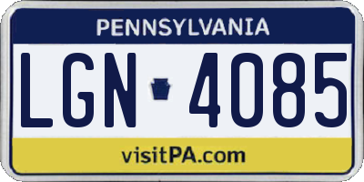 PA license plate LGN4085