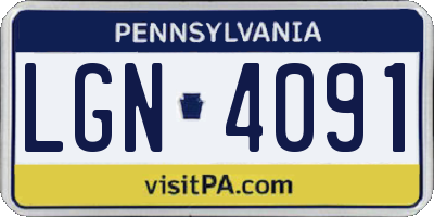 PA license plate LGN4091