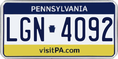 PA license plate LGN4092