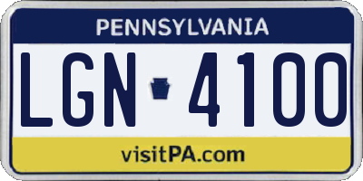 PA license plate LGN4100