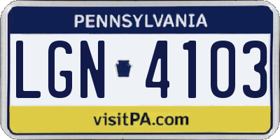 PA license plate LGN4103