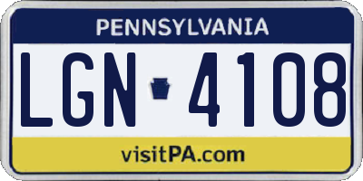 PA license plate LGN4108