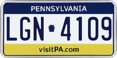 PA license plate LGN4109