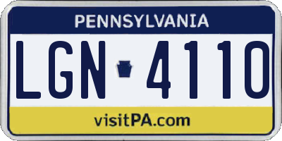 PA license plate LGN4110