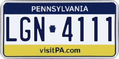 PA license plate LGN4111