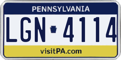 PA license plate LGN4114