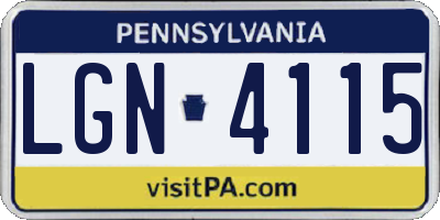 PA license plate LGN4115